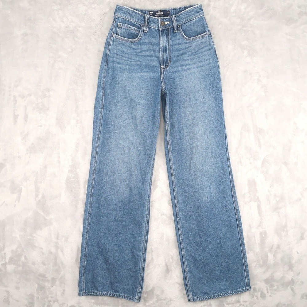 Hollister Baggy Jeans Womens 000R 23 Ultra High-Rise Baggy Wide Leg Distressed
